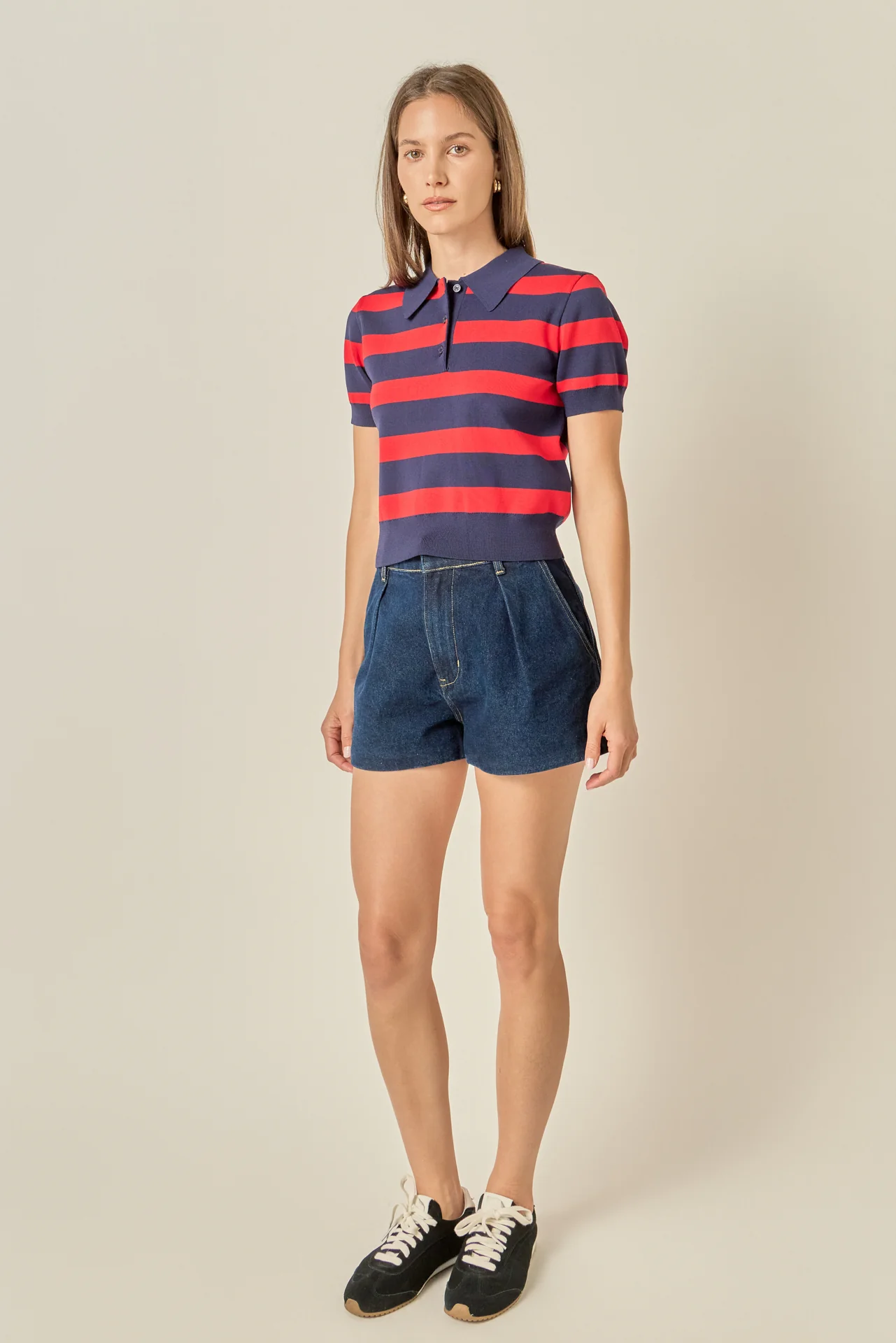 Rugby Stripe Cropped Polo - Image 3