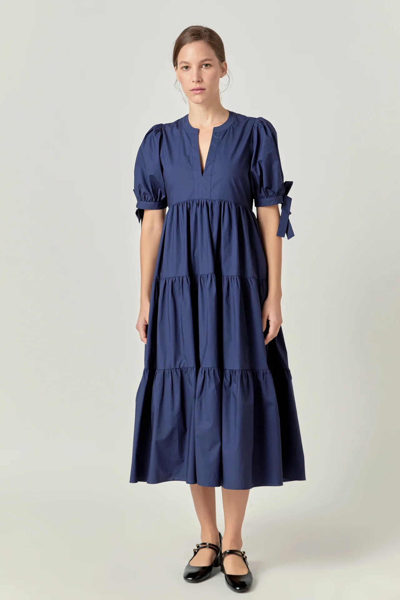 Tiered Midi Dress with Bow-Tie Sleeves - Image 15