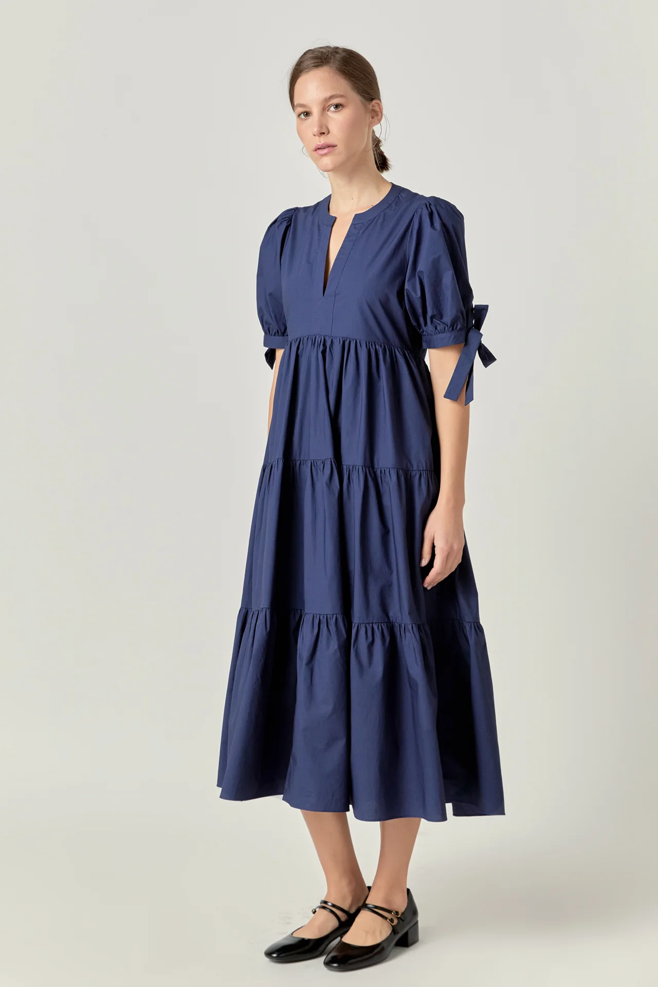 Tiered Midi Dress with Bow-Tie Sleeves - Image 17