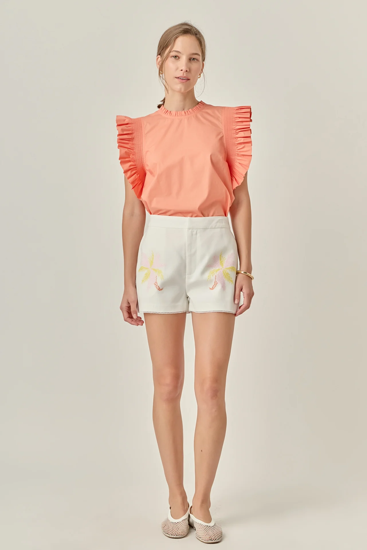 Lila Tropical Embroidered Shorts - Image 9